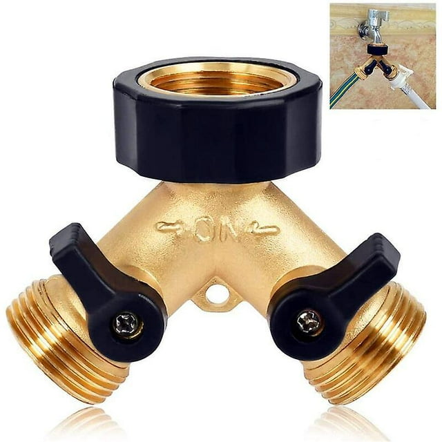 Robinet Double Machine à Laver en Laiton Adaptateur Robinet 2 Voies Rpartiteur D'eau 3/4 Pouces pour 2 Appareils