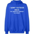 thumbnail image 2 of OXI Hoodie Sweatshirt - I Went Outside Once, Basic Casual Hoodie for Men's and Women Fleece Hoodie Long Sleeve - Royal Blue Small, 2 of 3