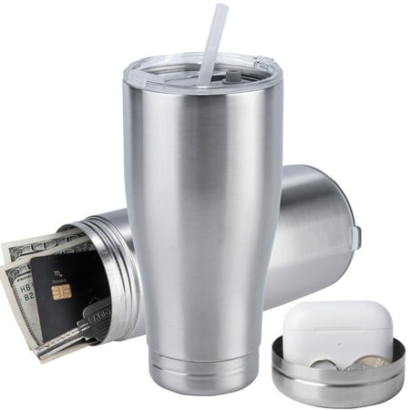 20oz Hidden Safe Water Bottle Stainless Steel Secret Bottle with Hidden Compartment Keeps Your Valuables Safe like Money Keys and Jewelry-Silver