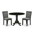 thumbnail image 2 of East West Furniture 3-Piece Dining Set Includes a Dining Table with Drop Leaves and 2 Dark Gotham Grey Linen Fabric Dining Chairs - Wire Brushed Black Finish, 2 of 8