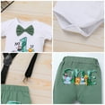 thumbnail image 2 of IBTOM CASTLE Baby Boys Jungle Theme My 1st Birthday Outfit Romper+Pants+Suspenders+Headband 4Pcs Photoshoot Cake Smash Outfit 12-18 Months Light Green, 2 of 8