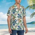 thumbnail image 2 of Wukai Dinosaurs And Leaves Men's Hawaiian Shirt Short Sleeve Casual Button Down Summer Beach Aloha Shirt Tropical Print Holiday Party, 2 of 8