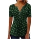 thumbnail image 3 of TaTaai Women's St. Patrick's V-Neck Top, Soft Cotton Breathable, Relaxed Fit, Short Sleeve, Printed Ruching Button, Pullover, Holiday Casual Daily Spring Summer Outings Multi-Color Gift, 3 of 5