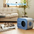 thumbnail image 4 of Plastic Resin Cat House with Pad, Weatherproof Cat Shelter with Camera Appearance, Small Pet House for Indoor and Outdoor Use, Blue, 4 of 9