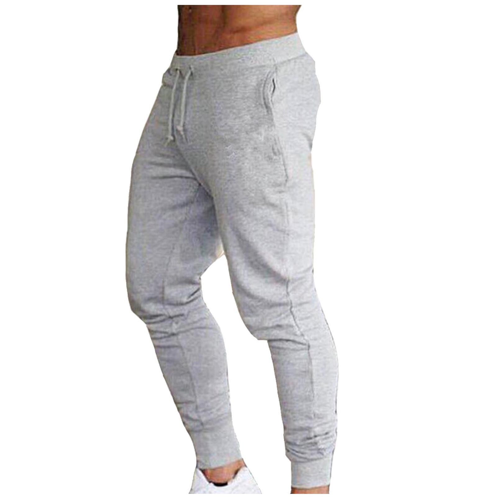 IROINNID Mens SweatPants Solid Color Tight Fitting Pockets Fitness