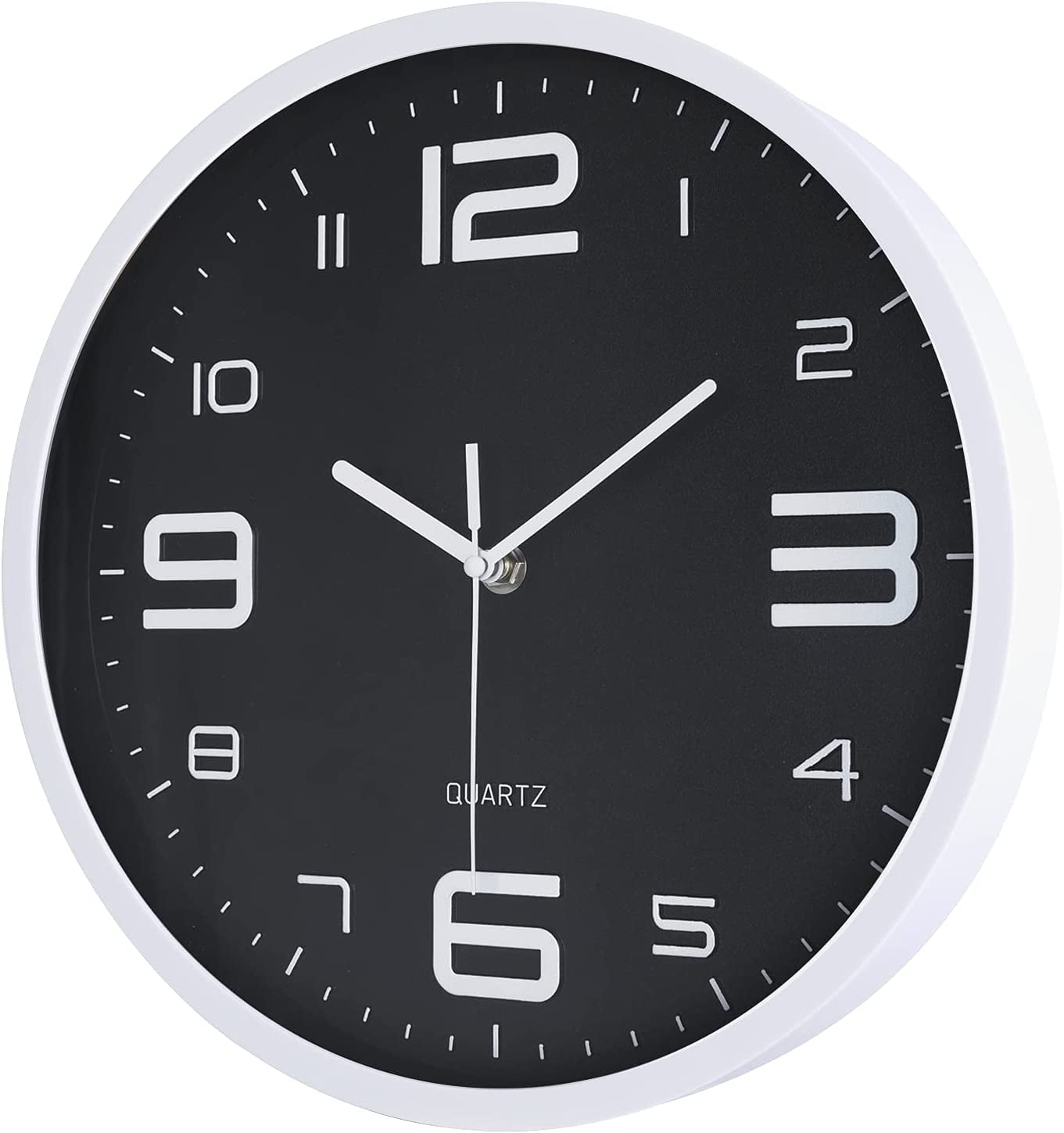 Modern Black Wall Clock 10 Inch Silent Non Ticking Quartz Clocks with