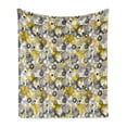 thumbnail image 1 of Grey and Yellow Soft Flannel Fleece Throw Blanket, Hand Drawn Sketchy Geometrical Retro Modern Circles Image Illustration, Cozy Plush for Indoor and Outdoor Use, 60" x 80", White Beige, by Ambesonne, 1 of 6