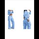 thumbnail image 3 of Conjunto de Dos Piezas para Mujer: Blazer Corto, Chaqueta y Pantalón de Trabajo de Cintura Alta y Pierna Azul L, 3 of 6