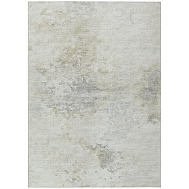 Addison Rugs Indoor/ Outdoor Accord Modern Abstract Polyester Washable Rug New 3' x 5' - Ivory Silver Gold