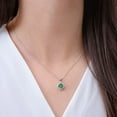 thumbnail image 3 of ANGARA Natural Diamond Framed Emerald Clover Pendant in 14K White Gold for Women (Size-2mm) | May Birthstone, Birthday, Anniversary, Jewelry Gift for Women | Natural Emerald Necklace, 3 of 9