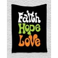thumbnail image 1 of Hope Tapestry, Vintage Sixties Inspired Hand Lettering Faith and Love Message with Religious Themes, Wall Hanging for Bedroom Living Room Dorm Decor, 60W X 80L Inches, Multicolor, by Ambesonne, 1 of 1