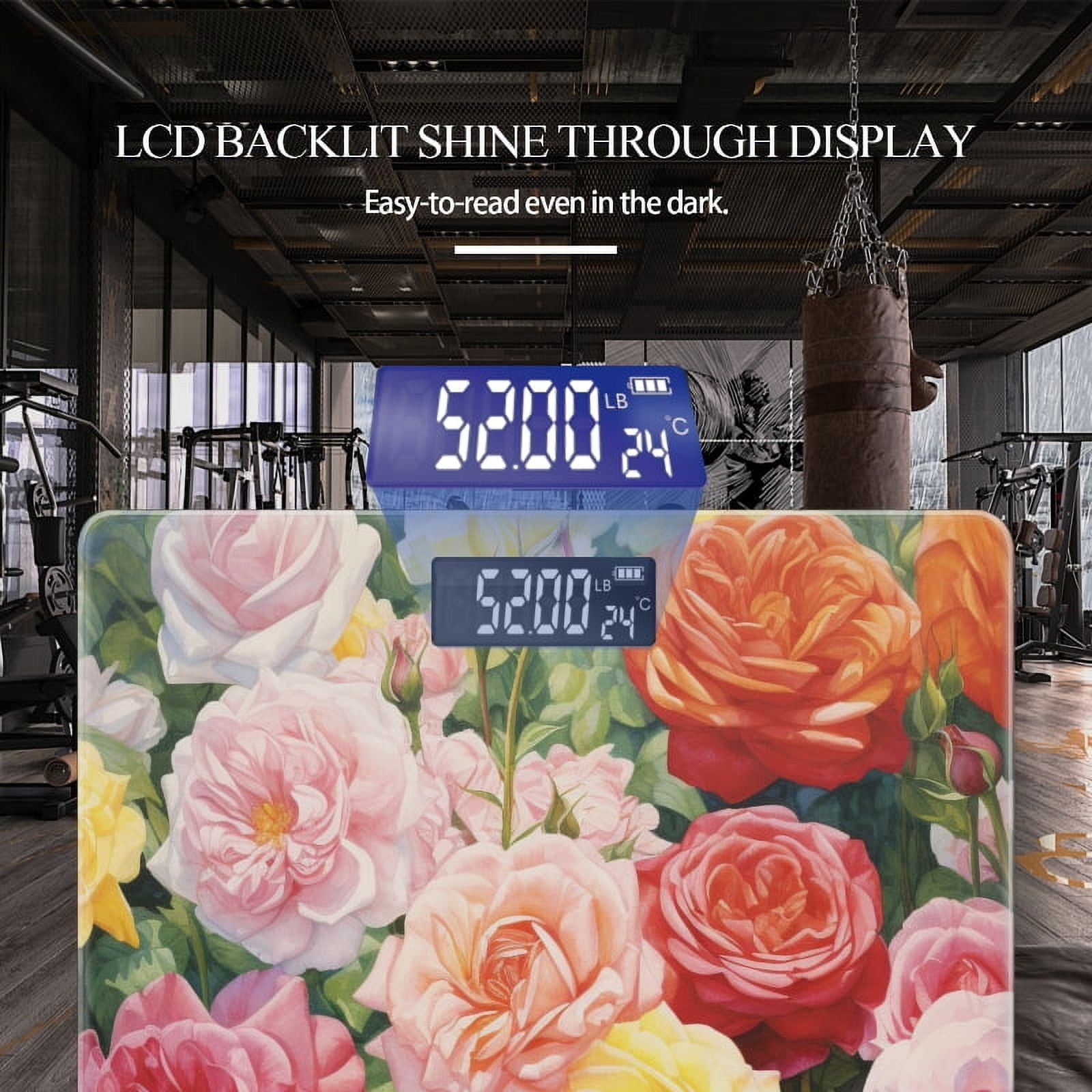 Bathroom Scale, Highly Accurate Digital Body Scale,Precisely Measures Weight up to 400 lbs-Vibrant Watercolor Painting Of Array Of Roses
