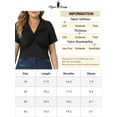 thumbnail image 6 of Women's Plus Size Twist Front V Neck Ribbed Short Sleeve Casual Solid Blouses Black 2X, 6 of 6