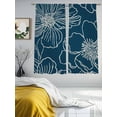 thumbnail image 3 of Teal Flowers Sheer Curtains 72 Inch Length 2 Panels Set Window Treatments, Spring Floral Botanical Modern Art Rod Pocket Semi Curtains for Living Room/Bedroom/Kitchen Décor, 104"W x 72"L, 3 of 7