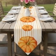 thumbnail image 6 of Orange Pumpkins Fall Table Runner Linen Burlap Table Runner 90 Inches Long Thanksgiving Autumn Striped Dresser Scarves for Kitchen Island Coffee Dining Room Party Wedding Holiday Decoration 13"x90", 6 of 8