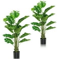 thumbnail image 1 of Gymax 2-Pack 5 ft Artificial Tree Potted Fake Faux Monstera Deliciosa Plant Home Office, 1 of 10