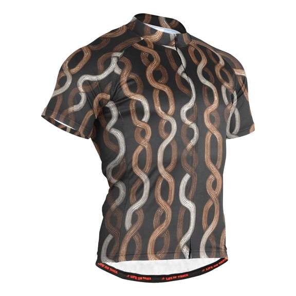 joogoo Retro Chains Pattern Men's Cycling Jerseys Mountain Bike Short Sleeve Tops L
