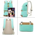 thumbnail image 3 of Mochila escolar para niñas, mochila ligera de lona, ​​mochila a rayas, mochila para estudiantes, mochila para adolescentes con caja, bolsa para lápices, 3 of 5