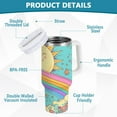 thumbnail image 2 of Yayeee 30oz Stainless Steel Tumbler with Straw and Handle Double-Wall Insulated Travel Water Bottle, Retro Blue Rainbow, 2 of 8