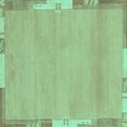 thumbnail image 1 of Ahgly Company Machine Washable Indoor Square Abstract Turquoise Blue Modern Area Rugs, 7' Square, 1 of 4