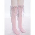 thumbnail image 3 of TTAO Girl's Sparkling Tassels Knee High Socks 1 Pair Dance Accessories 3-12T Ruffle Overknee Stockings Pink 3-12, 3 of 6