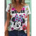 thumbnail image 3 of Camisetas de cuello en V de verano de dibujos animados de Disney Minnie 2024 para mujer, camisetas casuales de gran tamaño con estética de Mickey en 3D, camisetas de moda Harajuku, 3 of 5