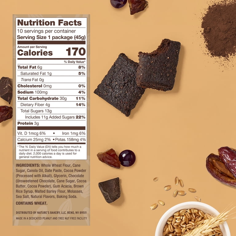 Nature's Bakery, Double Choc Brownie, Twin Packs, 1.59 oz, 10 Count