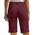 thumbnail image 4 of Fanxing Women's 15" Long Shorts Casual Cargo Capris Summer Elastic Waist Hiking Cargo Shorts Lightweight Below The Knee Capri Cropped Pants with Pockets Wine,L, 4 of 7