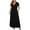 Black, variant on Plus Size Maxi Dress for Women Short Sleeve Solid V Neck Long Dress High Waisted Pleated A Line Dresses with Pockets Army Green XL