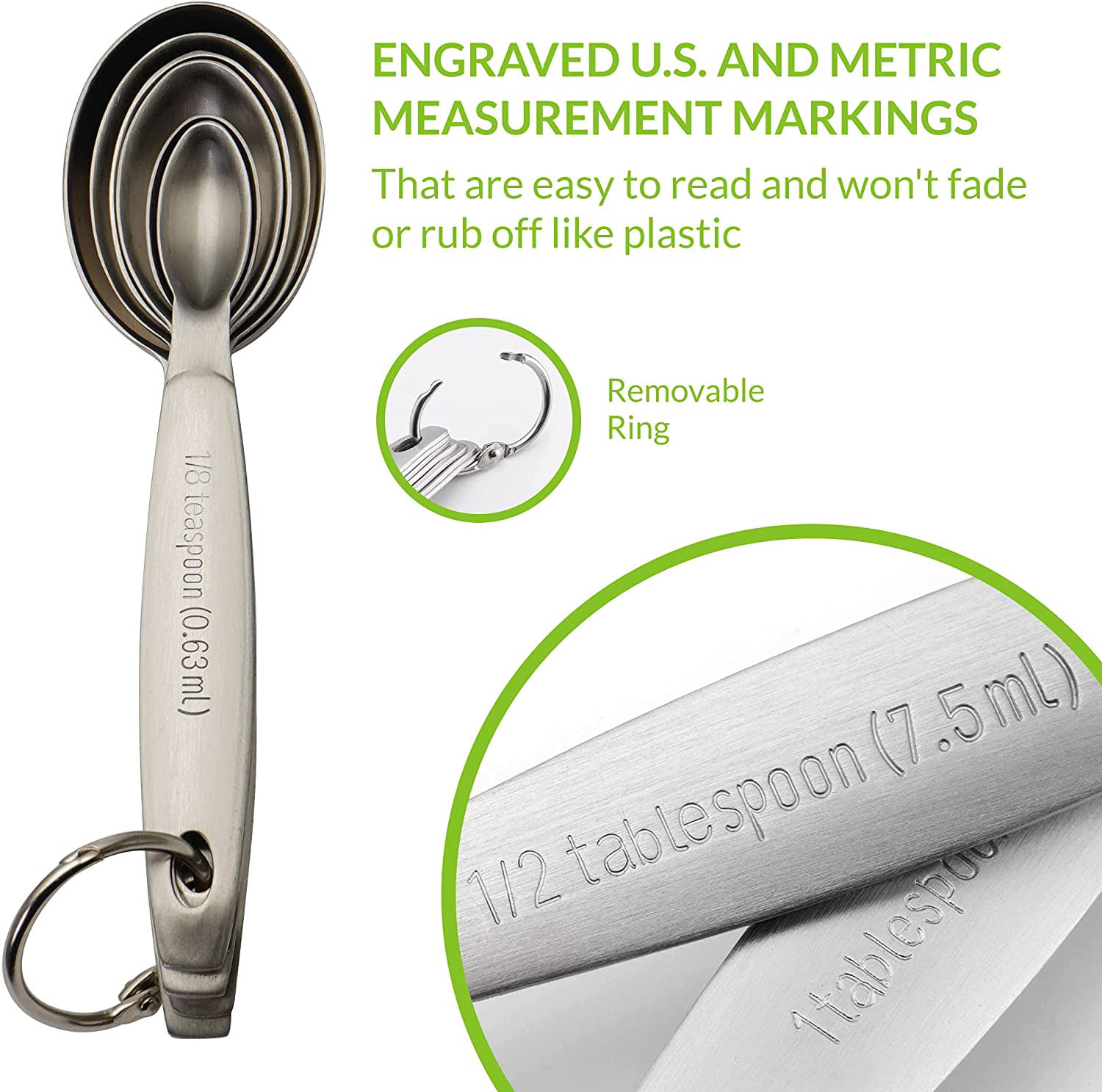 Oval Deluxe Measuring Spoon 4 pcs set stainless steel