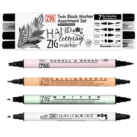 Kuretake® Zig Twin Black Marker Assortment Set