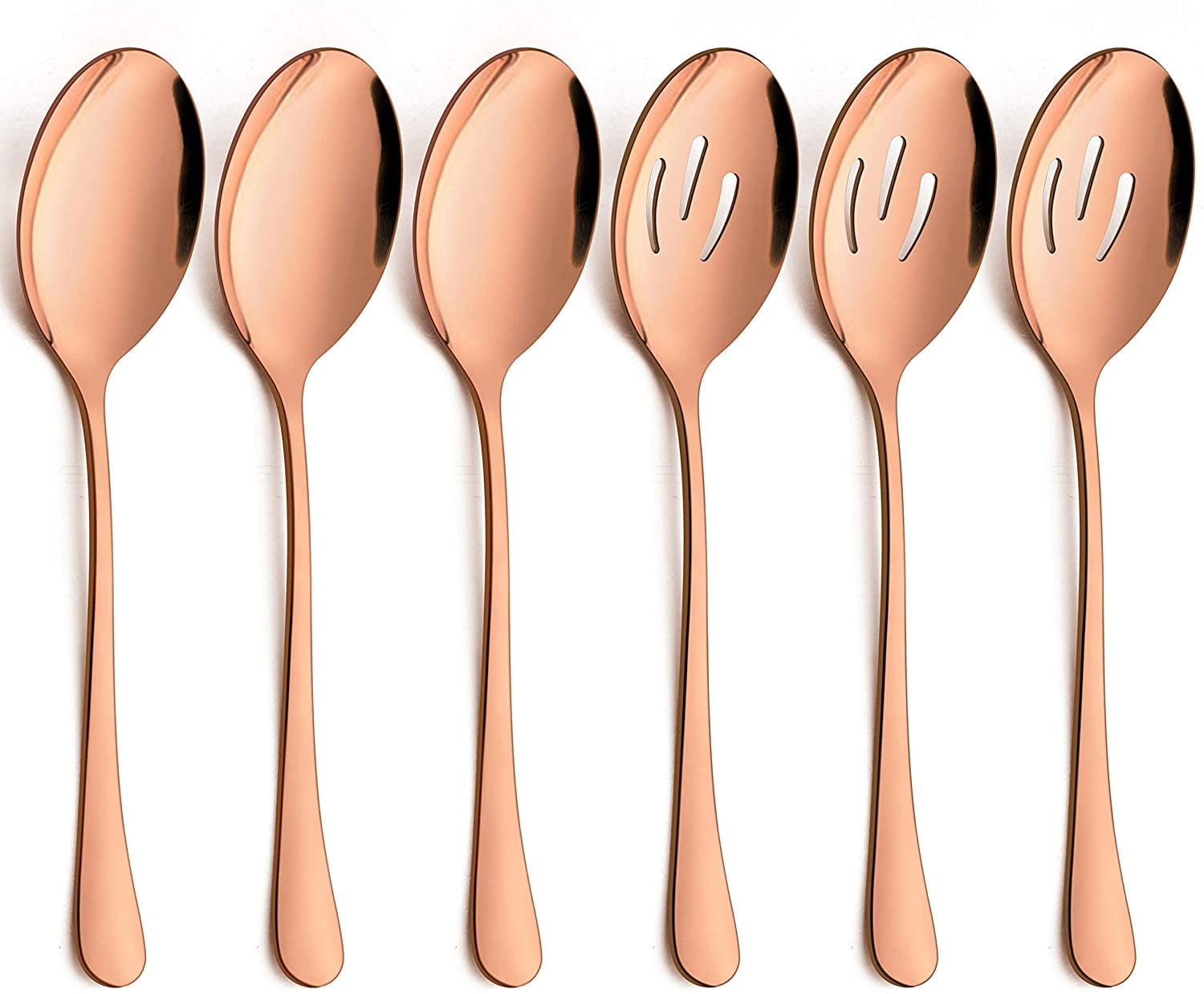 HEIBIN6Piece Copper Serving Spoons, Copper Slotted Serving Spoons