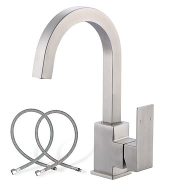 WOWOW Bar Sink Faucet, Bar Sink Faucet Single Hole, Stainless Steel Kitchen Bar Faucet with Single Handle for Kitchen Bathroom RV Restroom Sink, Brushed Nickel