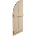 thumbnail image 3 of Ekena Millwork 22"W x 44"H (22" Low Side) Timberthane Sandblasted Four Board Joined Board-n-Batten w/Quarter Round Arch Top Faux Wood Shutters (Per Pair), Primed Tan, 3 of 6