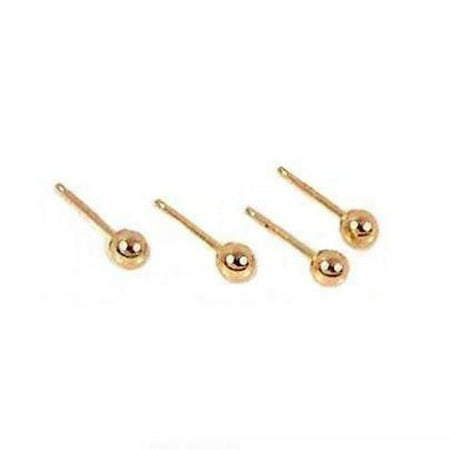 4 14K Yellow Gold 3mm Ball Stud Earrings