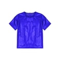 thumbnail image 6 of Sinleey Kids Girls Boys Shiny Metallic Jazz Hip Hop Dancewear Short Sleeves Sparkly Dance T-Shirt Royal Blue 160, 6 of 7