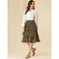 thumbnail image 3 of INSPIRE CHIC Women's Elastic Waist Ruffle Hem Layered Chiffon Midi Skirt, 3 of 6