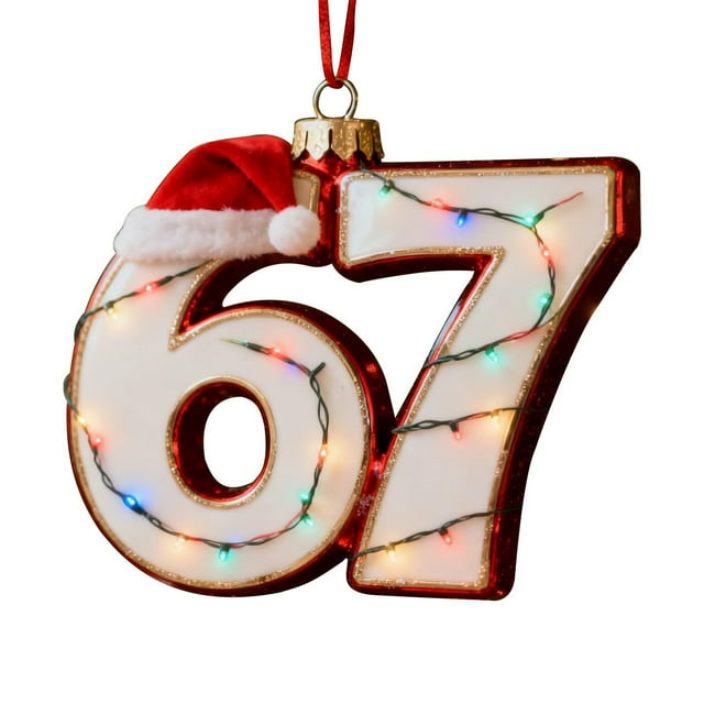 67 adornos navideños planos en 2D divertidos Six Seven Meme Decoración navideña Regalos para adolescentes y adultos amantes del humor
