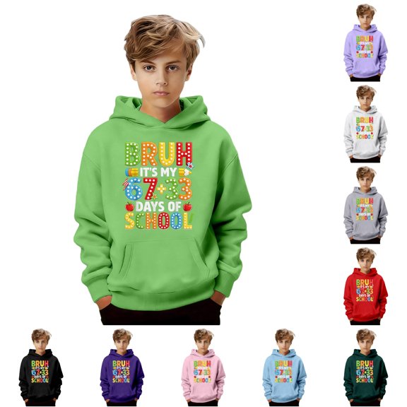 LIIPEE Fashion Graphic Hoodie For Boys Long Sleeve Hooded Sweatshirt With Pockets Kids Autumn Back To School Cute Casual Pullover,7-8 Years