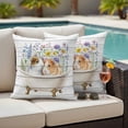thumbnail image 4 of Spring Floral Animals Outdoor Waterproof Pillow Covers, Elegant Flowers Leaves Farmhouse Wooden Decorative Square Throw Pillowcase Sofa Cushion Sham for Patio/Couch/Chair, 26"x26" 2 Pack, 4 of 8
