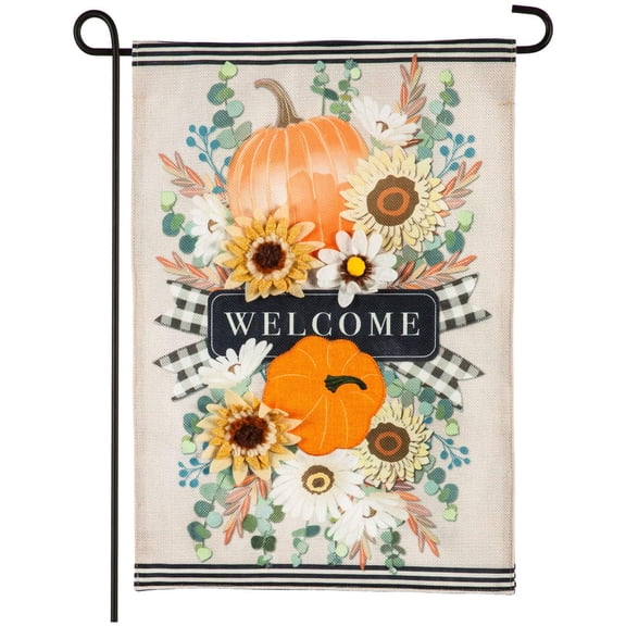 Evergreen Flag Beautiful Autumn Floral Swag Burlap Garden Flag - 13 x 18 Inches Fade and Weather Resistant Outdoor Decoration for Homes, Yards and Gardens
