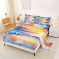 thumbnail image 2 of jejeloiu Sunset Beach Wave Bed Sheets,Colorful Sky Full Size Sheets For Boys,Orange Blue,4 Pieces,1 Flat Sheet, 1 Fitted Sheet and 2 Pillowcases, 2 of 6