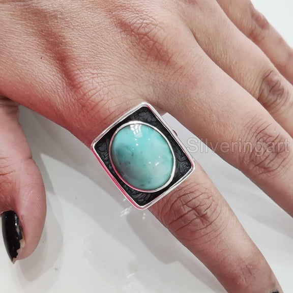 Natural Turquoise Ring, Arizona Turquoise Ring, December Birthstone, Bohemian Designer, 925 Sterling Silver, Womens Ring, Christmas, Thanksgiving, Handmade, Statement Jewelry, AAA Natural Gemstone