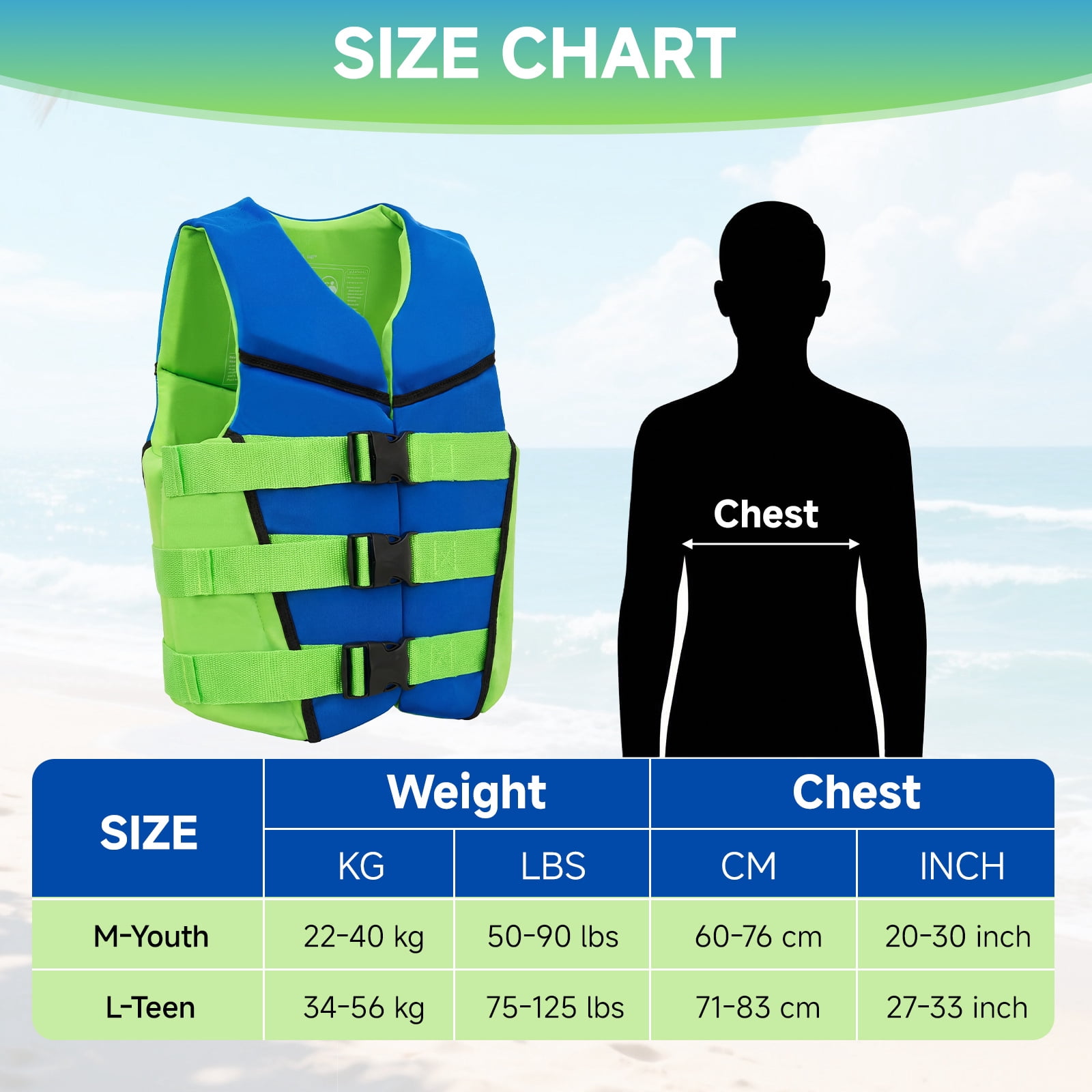 Kids Swim Vest Life Jacket Youth,Adjustable Flotation Buoyancy Swimsuit Trainer Vests,Swimming Aid Jacket for Boys Girls,Kayaking Fishing Sailing,Fit for 50-125 lbs