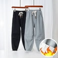 thumbnail image 2 of Girls Sweatpants Long Length Warm-Lined Jogger Boys Soild Color Print Drawstring Waist Kids Pants with Pockets(120 5-6 Years,Grey), 2 of 6