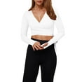 thumbnail image 3 of Sudaderas,Blusa de manga corta con cuello en V para mujer, suave imitación de rayón, informal, holgada, ideal para el hogar y el día a día, sopatenor, 3 of 9