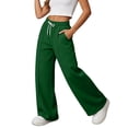 thumbnail image 4 of Sewkxo Womens Wide Leg Sweatpants High Waisted Baggy Pants Fashion Drawstring Athletic Joggers,Green S, 4 of 7