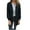 Black, variant on Women's Hooded Open Front Knit Winter Coat - Puff Sleeves Ribbed Cuffs Thermal Insulated for Daily Errands