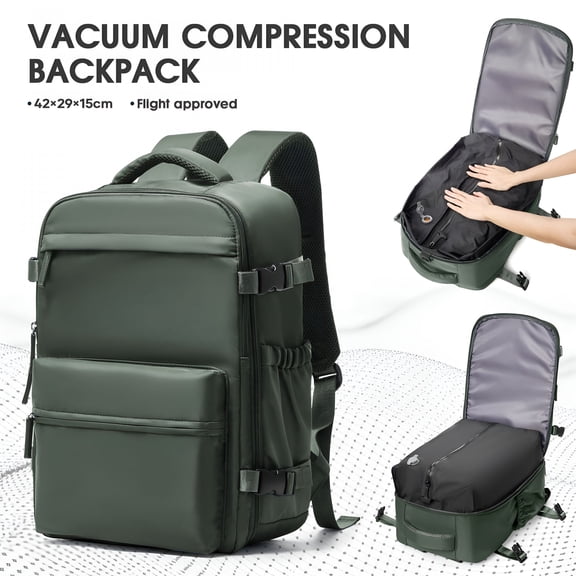 GASTROPOD Travel Vacuum Backpack with Air Pump,Vacuum Seal Carry on Backpack for Airplanes,Vacuum Back Pack for Travel Backpack with Vacuum Compression for Women Men Green