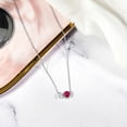 thumbnail image 2 of Collar JeenMata Colgante Único Piedra Natal Julio Rubí Circonita Cúbica Doble Redonda Baño Oro Blanco Plata Esterlina, 2 of 5